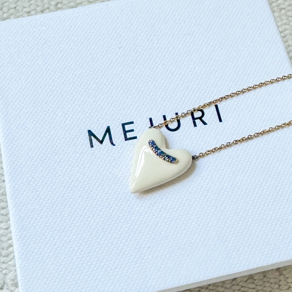 Mejuri white enamel heart pendant necklace